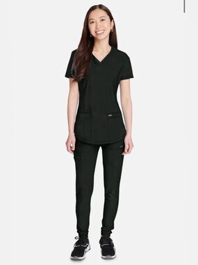 Cherokee Form - Women's Scrub Set: V-Neck Top & Mid-Rise Tapered Pant